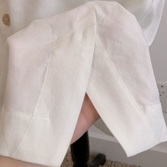 Soft Surroundings Fontana White Linen Button Front Utility Shirtdress Sz S - Picture 4 of 9